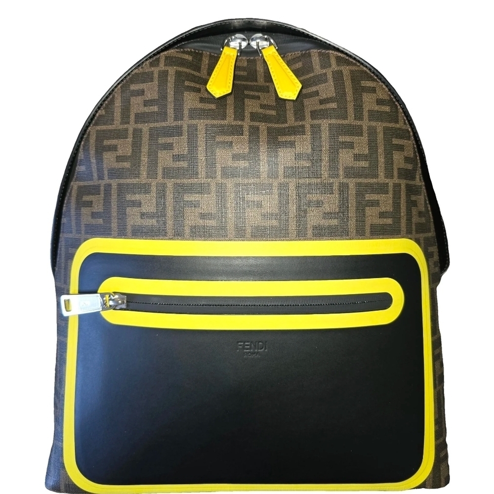 Fendi Brown and Yellow Men's Backpack